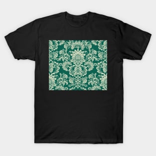 Damask Vintage Green and White T-Shirt